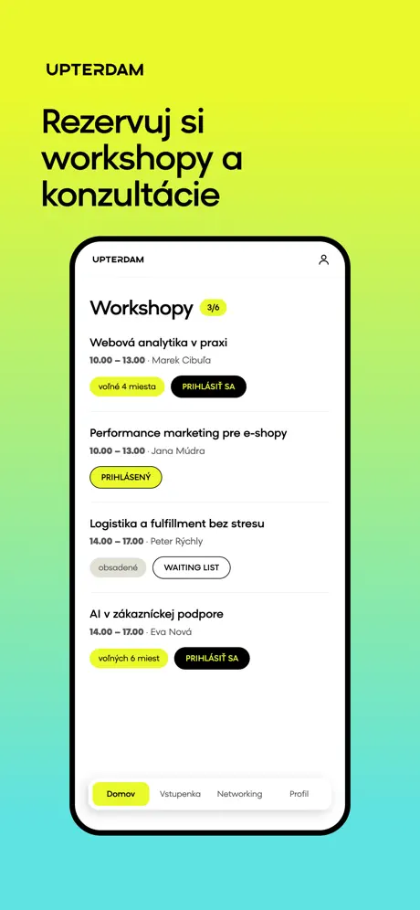 Rezervácie workshopov a konzultácií